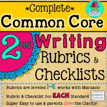 Preview of Complete Second Grade Writing Common Core Rubrics