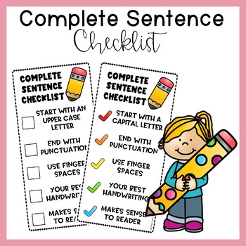 Preview of Complete Sentence Checklist