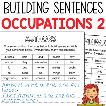 Preview of Occupations Sentence Construction, Sentence Writing Practice with Word Banks