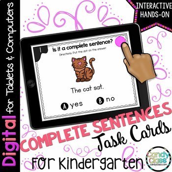 Preview of Complete Sentences Activity Kindergarten Grammar Center Google Slides Activity 