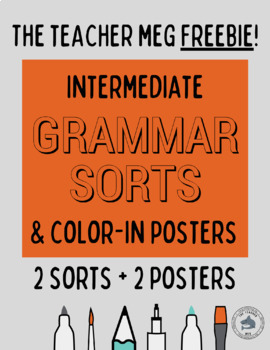 Preview of Complete Sentences Colorable Posters and Sorts (4th-8th) Freebie!