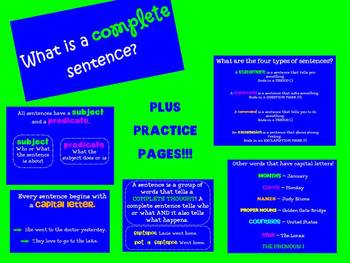 Preview of Complete Sentences Flipchart