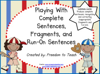 Preview of Complete Sentences, Fragments & Run-On Sentences {Common Core}