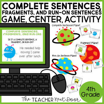 Preview of Complete Sentences, Fragments and Run-Ons - Grammar Center Game #catch24