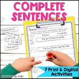 1st Grade Complete Sentence Writing Print & Digital Activi