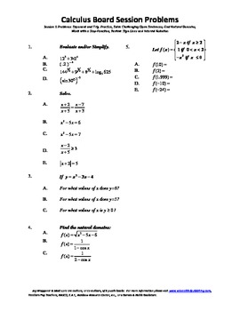 Preview of Complete Set 20 Calculus Board Sessions,Review WITH Solutions, AB AP Test