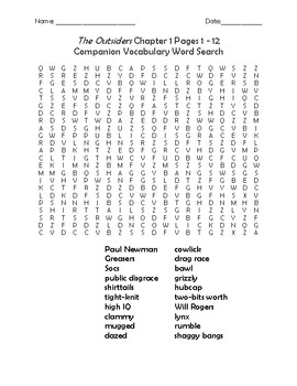 Preview of Complete Set of Companion Vocabulary Word Searches for The Outsiders