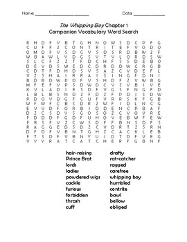 Preview of Complete Set of Companion Vocabulary Word Searches for use with The Whipping Boy