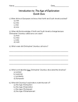 Preview of Complete Set of The Age of Exploration CKLA Grade 3 Unit 9 Quizzes