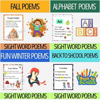 Preview of Complete Sight Word Poems Bundle for Shared Reading -Ideal for Beginning Readers