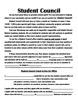 Complete Student Council Forms Packet by Rose #39 s 4 5 Bulldog Classroom