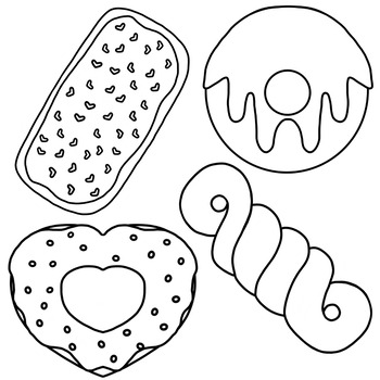 Complete Sweet Donut Line Art Package | Valentine's Day, Birthday ...