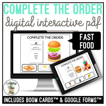 Preview of Complete The Order - Fast Food Digital Activities