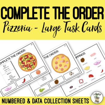 Preview of Complete The Order - Pizzeria Large Task Cards