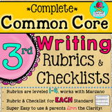 Complete Third Grade Writing Common Core Rubrics + Checklists