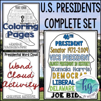 Preview of U.S. Presidents Word Cloud Activities Bundle 1789-Present (Washington to Biden)