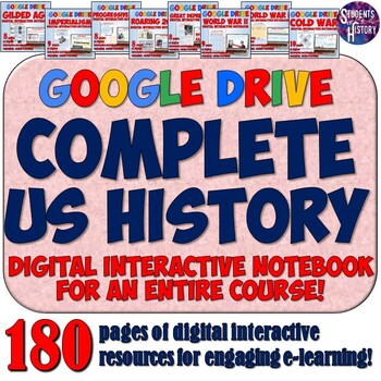 Preview of US History Google Drive Digital Resources Interactive Notebook Bundle