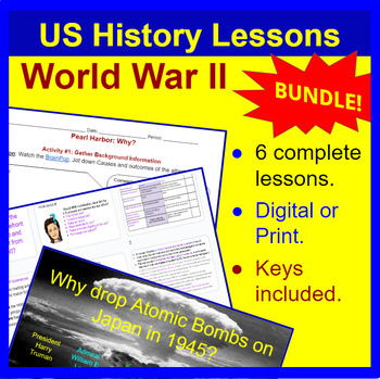 Preview of Complete US History Lesson Bundle: 6 lessons about World War II