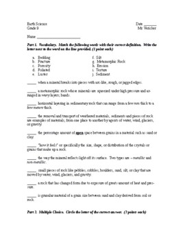 Preview of Complete Unit Assessment/Test Question Bank for Rocks and Minerals Earth Science