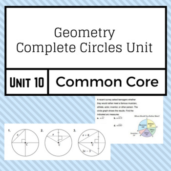 Preview of Complete Unit on Circles - Geometry Common Core