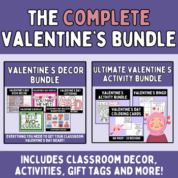 Preview of Complete Valentine's Day BUNDLE - bulletin board, door decor, activities & more!