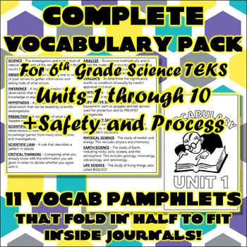 Preview of Bundle: Complete Science Vocabulary Pack for 6th Grade TEKS