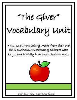 Preview of Complete Vocabulary Unit for "The Giver"