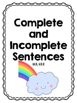 Complete and Incomplete Sentence Review Worksheet by Crimson Classroom