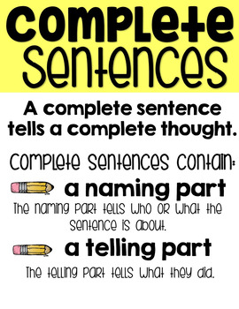 Complete and Incomplete Sentences by Creatively Teaching First | TpT