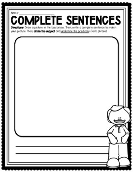 Preview of Complete and Incomplete Sentences - Draw a Picture and Describe it Worksheet