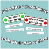 Complete and Incomplete Sentences Sorting Center