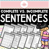 Complete and Incomplete Sentences Worksheet Bundle