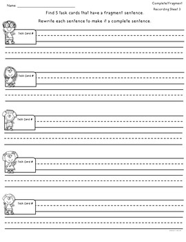 Complete or Fragment Sentences by Teacher's Take-Out | TpT