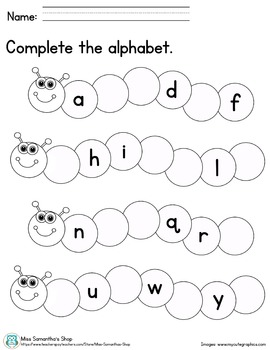 Complete the Alphabet - Lowercase Letters by Letters 2 Numbers | TpT