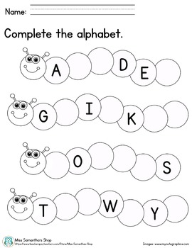 Complete the Alphabet - Uppercase Letters by Letters 2 Numbers | TPT