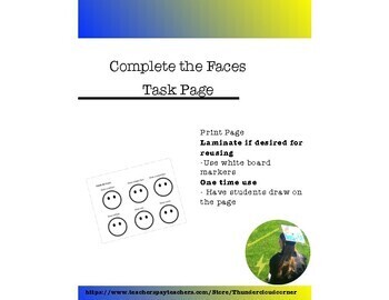 Preview of Complete the Faces Task-Following Instructions