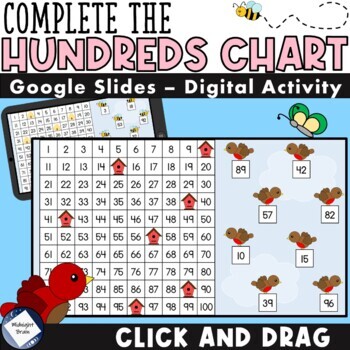 Preview of Count to 100 - Missing Numbers Hundreds Chart - Click and Drag