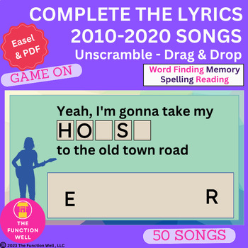 Preview of Complete the Lyrics (2010-2020 Songs) Speech Therapy - Fun Aphasia Music Game