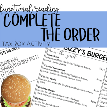 Preview of Complete the Order Task Box Activity-  Functional Reading