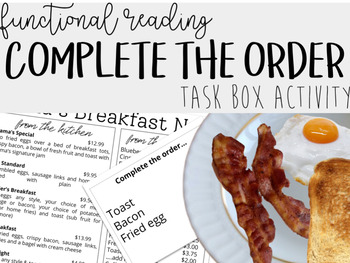 Preview of Complete the Order Task Box Activity-  Life Skills, Functional Skills