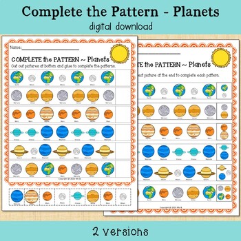 Preview of Complete the Pattern - Planets