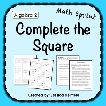 Preview of Complete the Square Activity FREE: Math Sprints