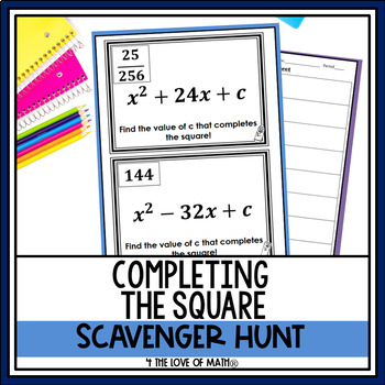 Preview of Completing the Square: Scavenger Hunt Activity