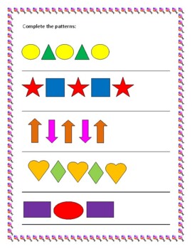 Preview of Pattern worksheet (complete the pattern)