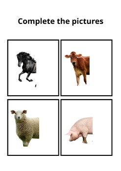 Preview of Complete the pictures - Farm Animals