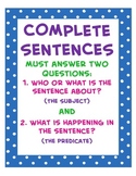 Complete vs. Incomplete Sentence Sort and Poster