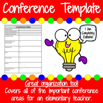Preview of Completely Editable Parent Teacher Conference Form