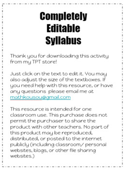Preview of Completely Editable Syllabus