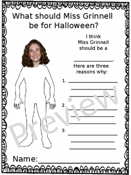 Completely Editable "What Should my Teacher be for Halloween?" Writing