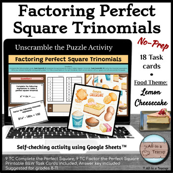 Preview of Completing & Factoring Perfect Square Trinomials Unscramble the Puzzle Activity